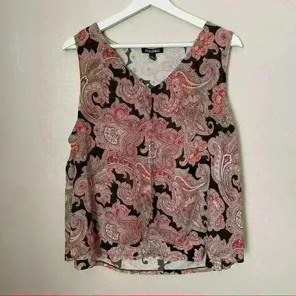 Roz & Ali Blouse Sleeveless Paisley Print Business Casual - Picture 8 of 8
